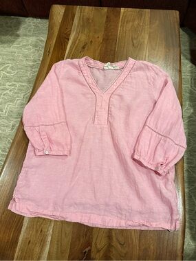Joie Light Pink 100% Linen Tunic Top Size L